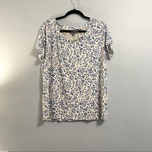 White and blue floral T Shirt